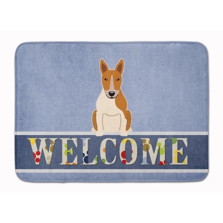 Carolines Treasures Bull Terrier Red White Welcome Machine Washable Memory Foam Mat BB5716RUG